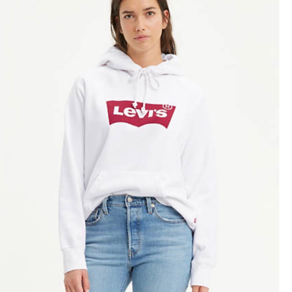 levi’s white logo sweatshirt hoodie